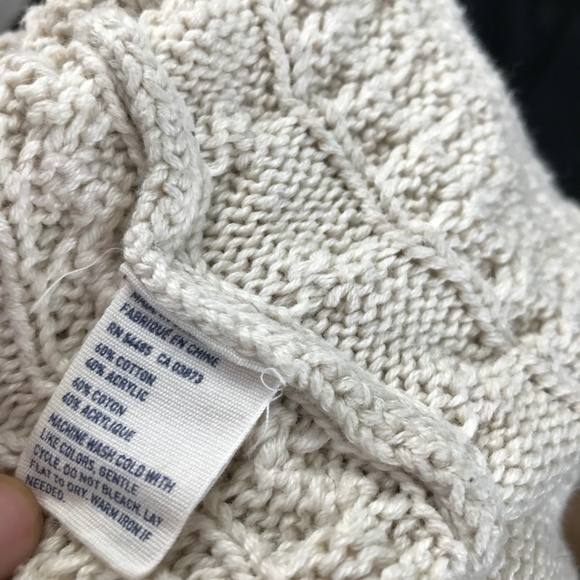 American Eagle Beige Cowl Neck Cable Knit Sweater - Picture 7 of 8